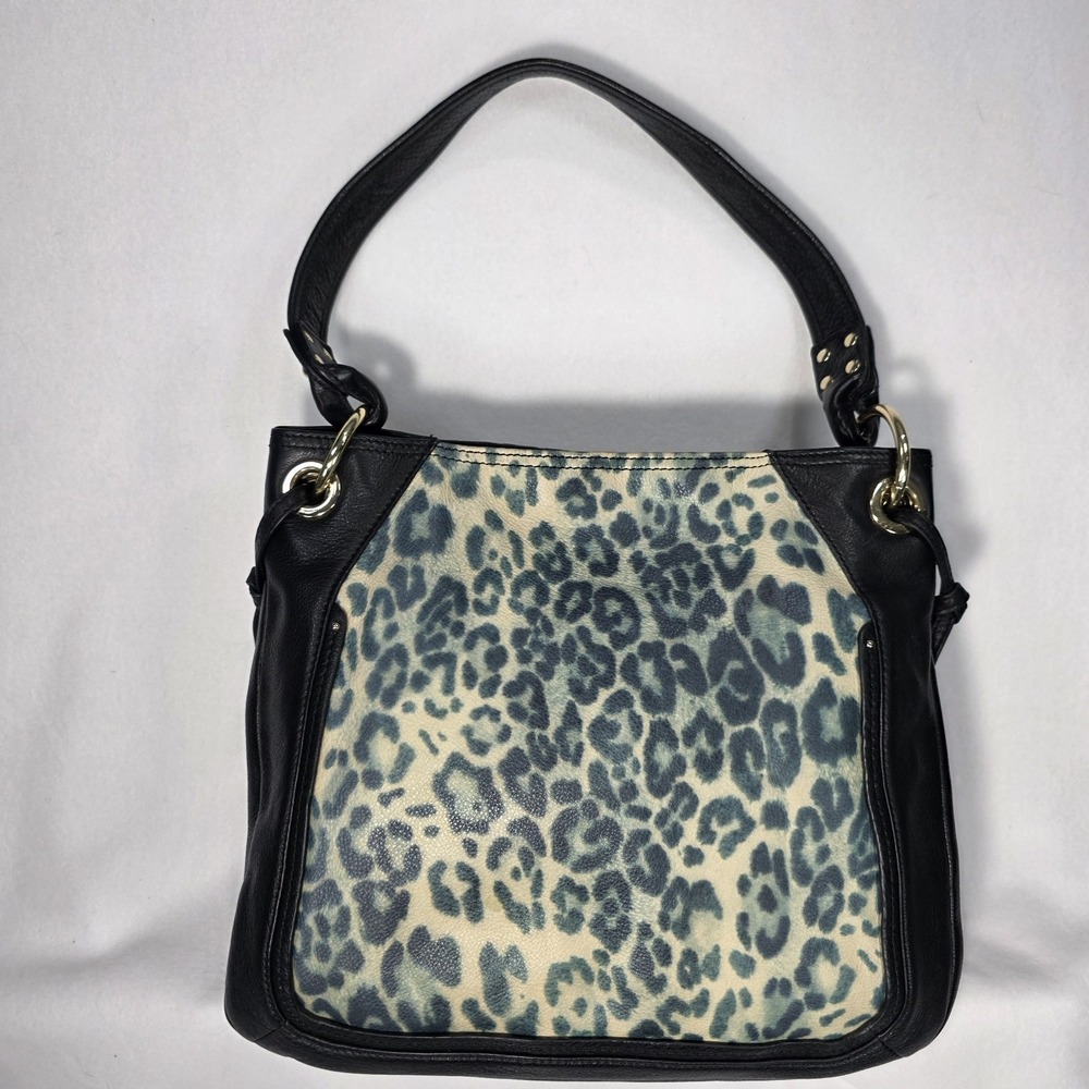Perlina New York‎ Large Leather Shoulder Bag Tote Purse Leopard Print